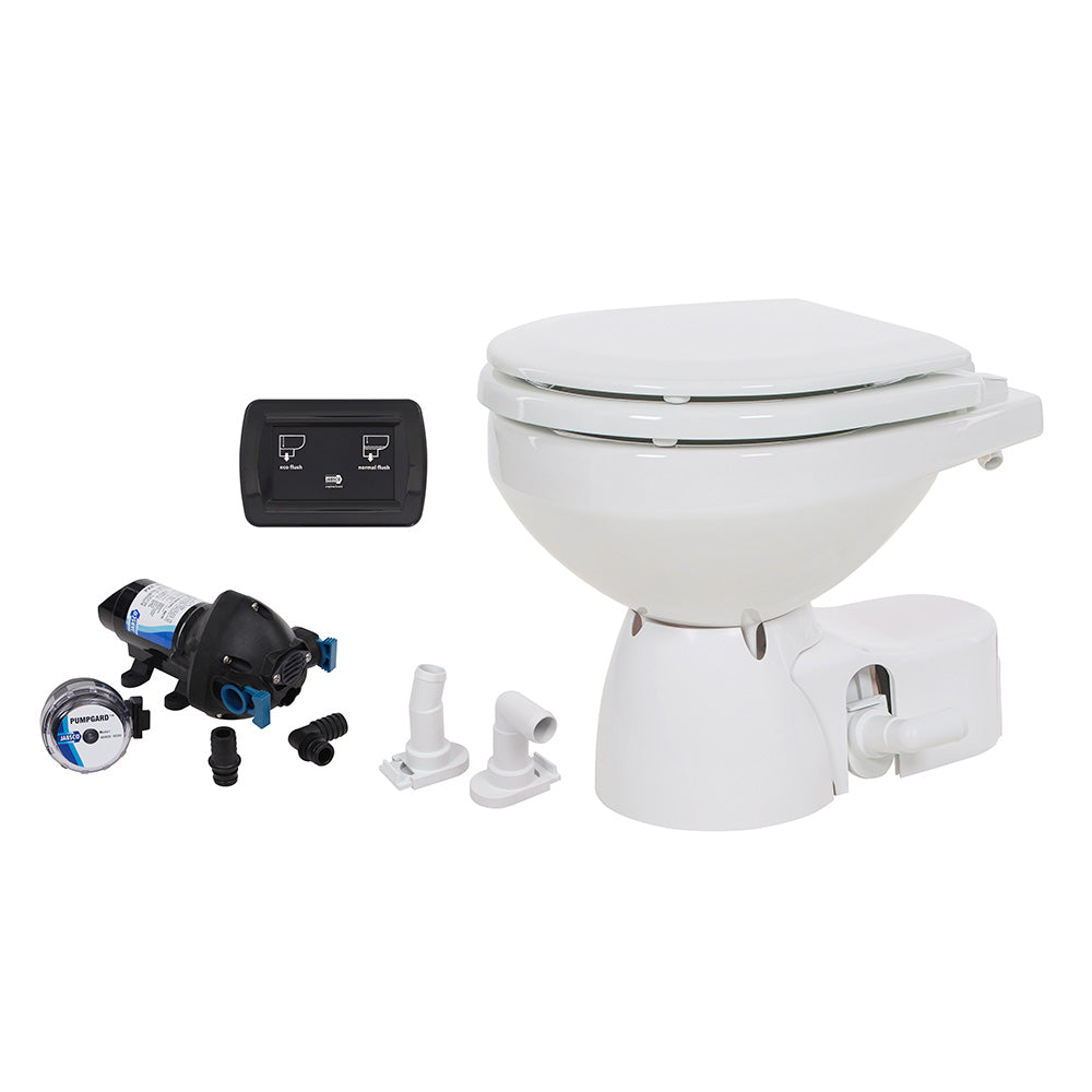 Jabsco Quiet Flush E2 Raw Water Toilet Compact Bowl Soft Close Lid