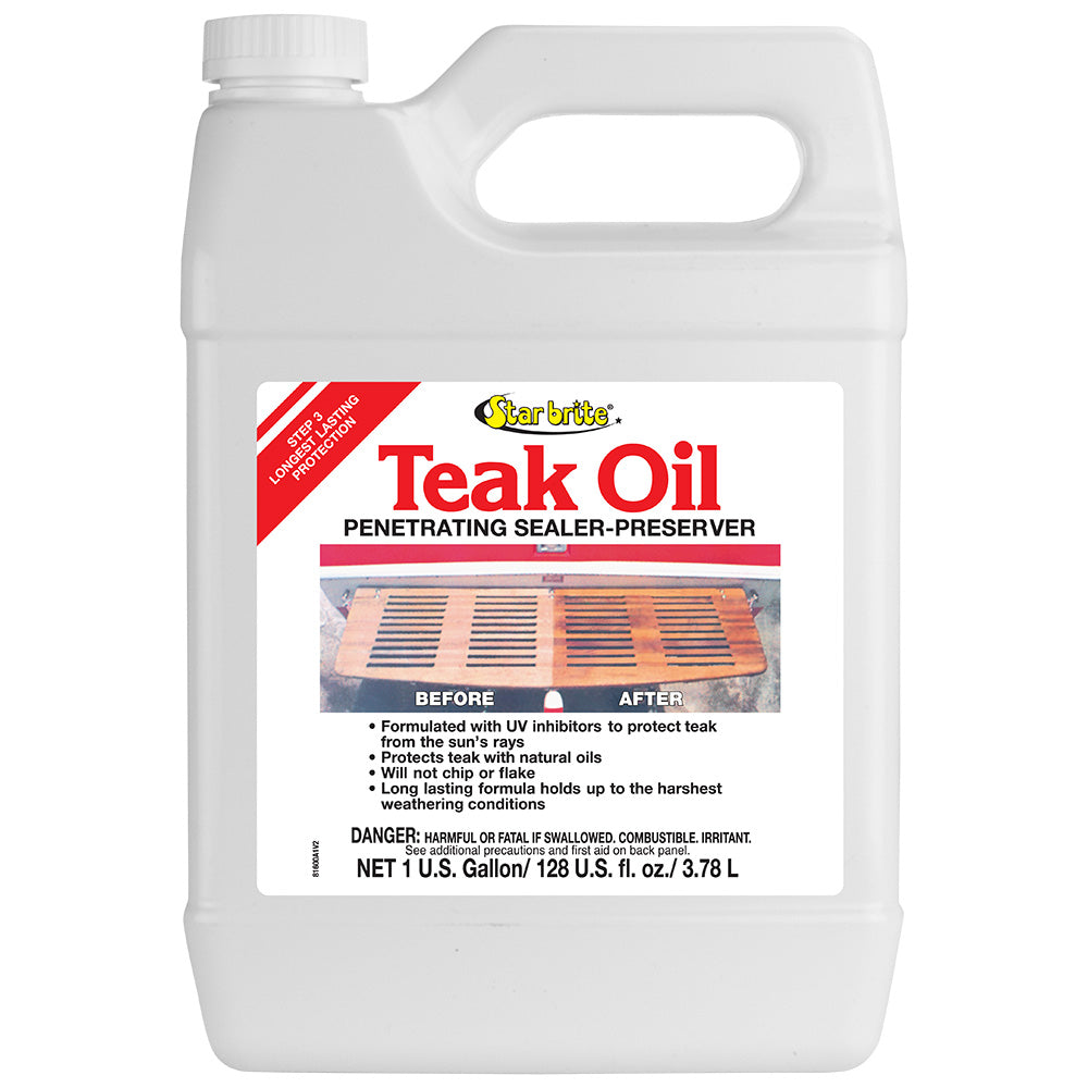 Star brite Teak Oil - Long Lasting, Penetrating, Sealer, &amp; Preserver w/UV Inhibitors - 1 Gallon