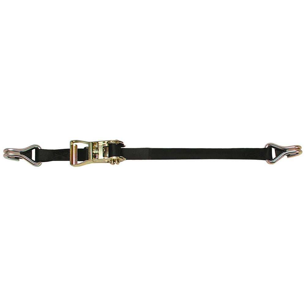 CargoBuckle Ratchet Strap Tie-Down w/Double J-Hooks &amp; Keeper - 1" x 12'
