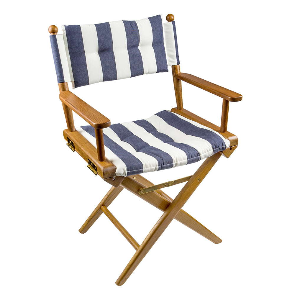 Whitecap Director's Chair w/Navy &amp; White Cushion - Teak