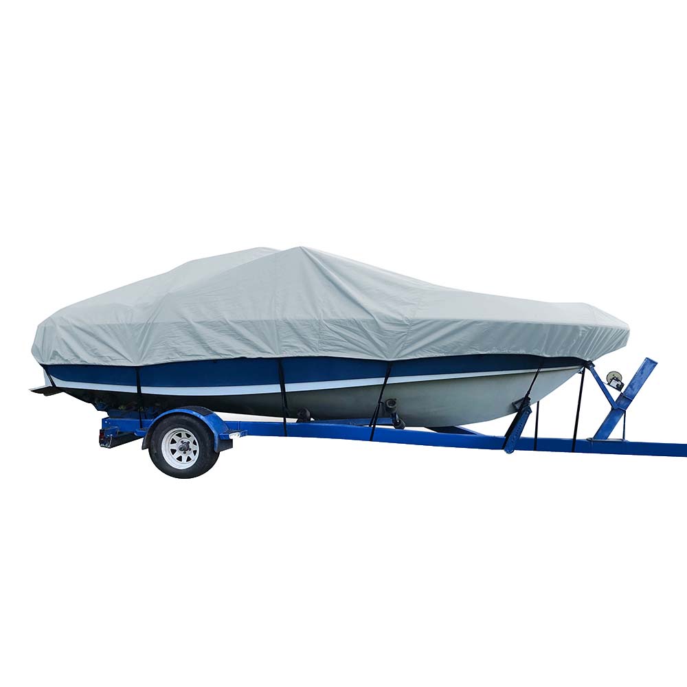 Carver Sun-DURA&reg; Styled-to-Fit Boat Cover f/19.5' V-Hull Low Profile Cuddy Cabin Boats w/Windshield &amp; Rails - Grey