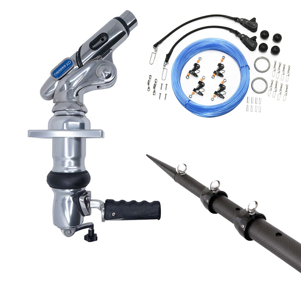 Tigress Xd Crank Top Mount System - 18' - Carbon Fiber Xd / Outriggers Pro Series Double Rigging Kit