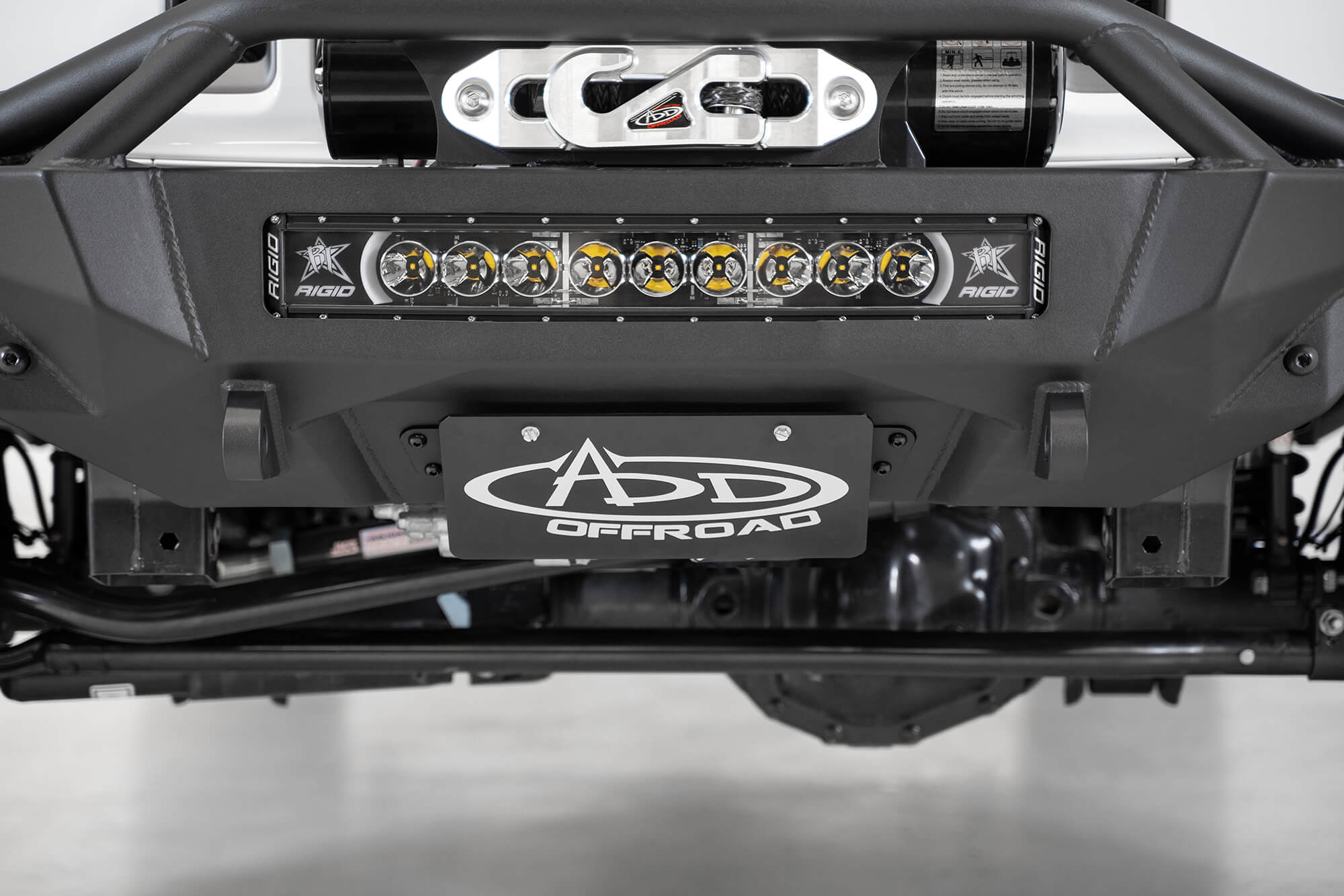 2007+ Jeep JL JLU JT Wrangler , Gladiator Stealth Fighter Front Bumper Addictive Desert Designs License Plate Bracket