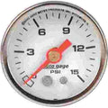 AUTO METER 2175 PRESSURE GAUGE, 0-15 PSI WHITE