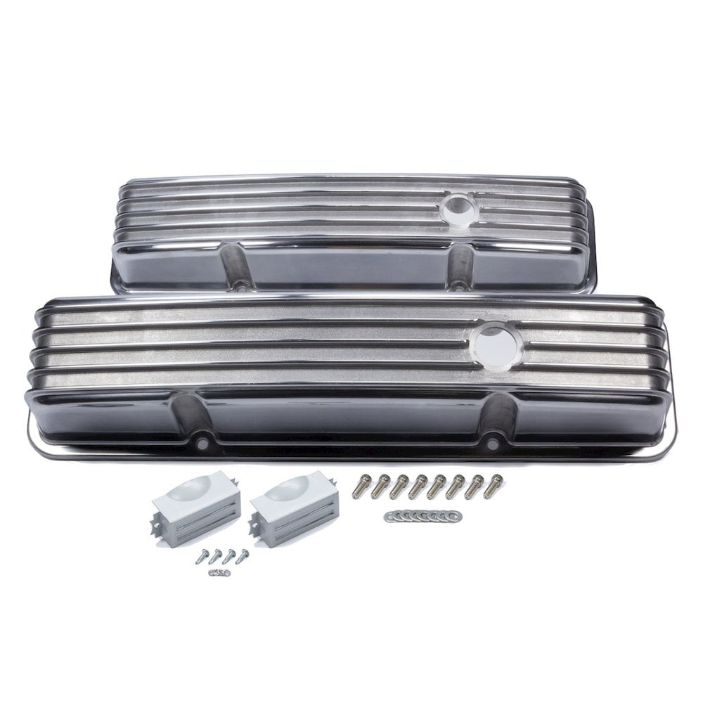 Cast Alum V/C Polished Finned SBC 2