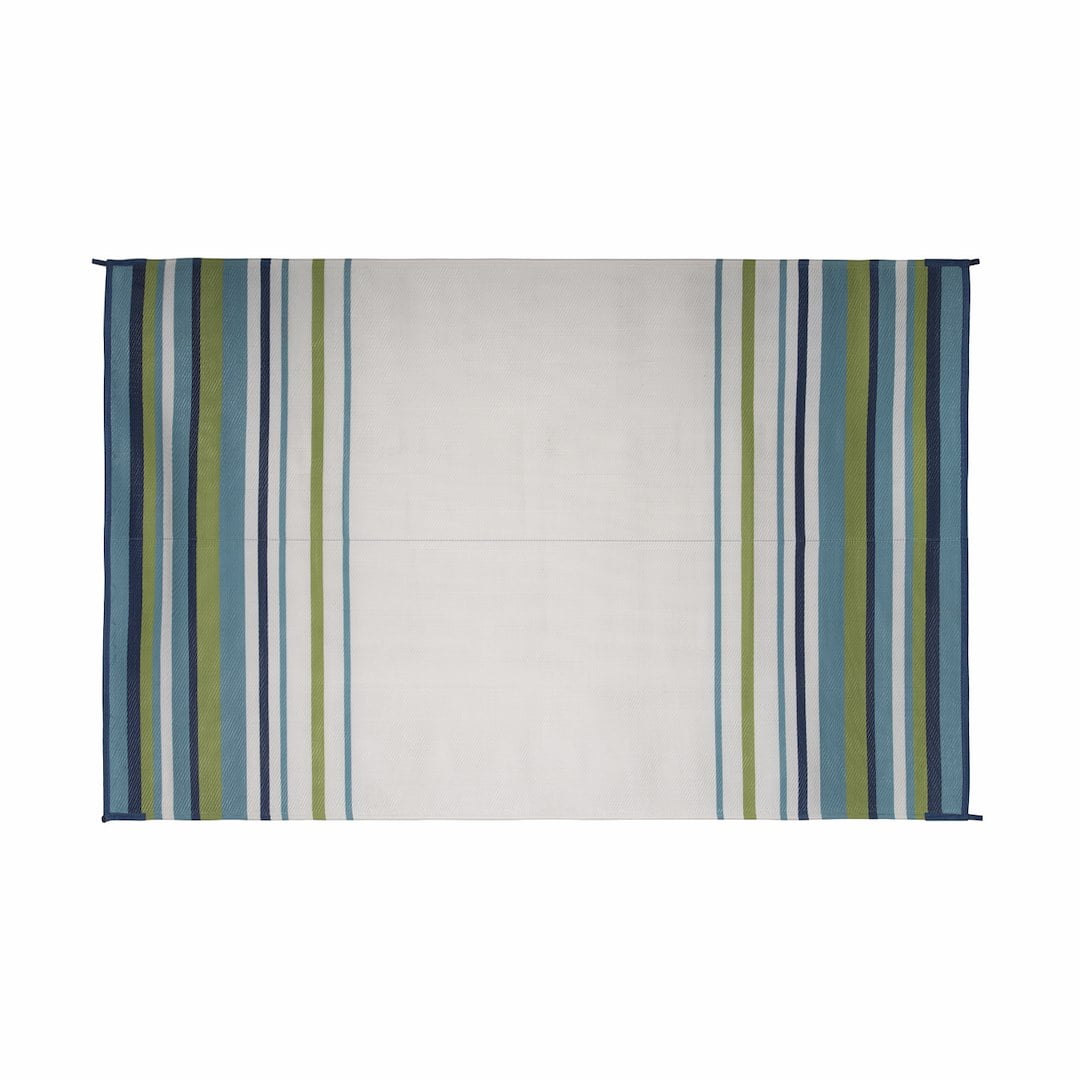 Mat Striped 8X20 Aqua/Navy/Lime/Wht
