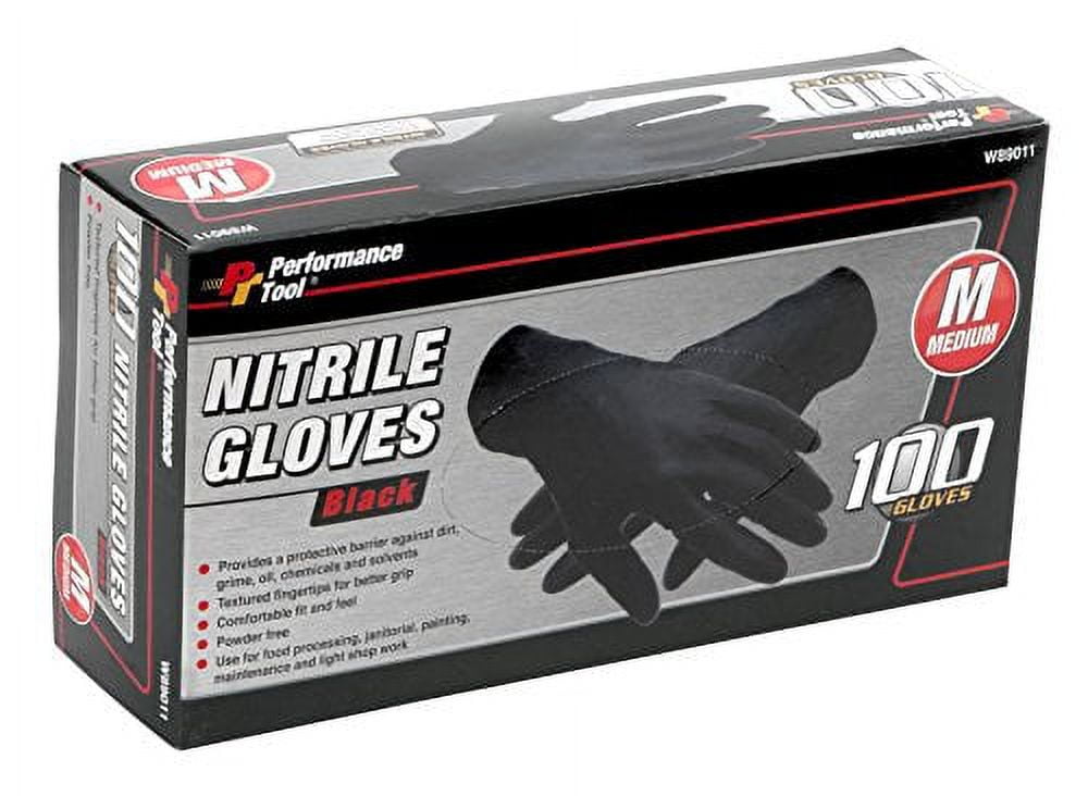 Blk Nitrile Gloves 100 Med