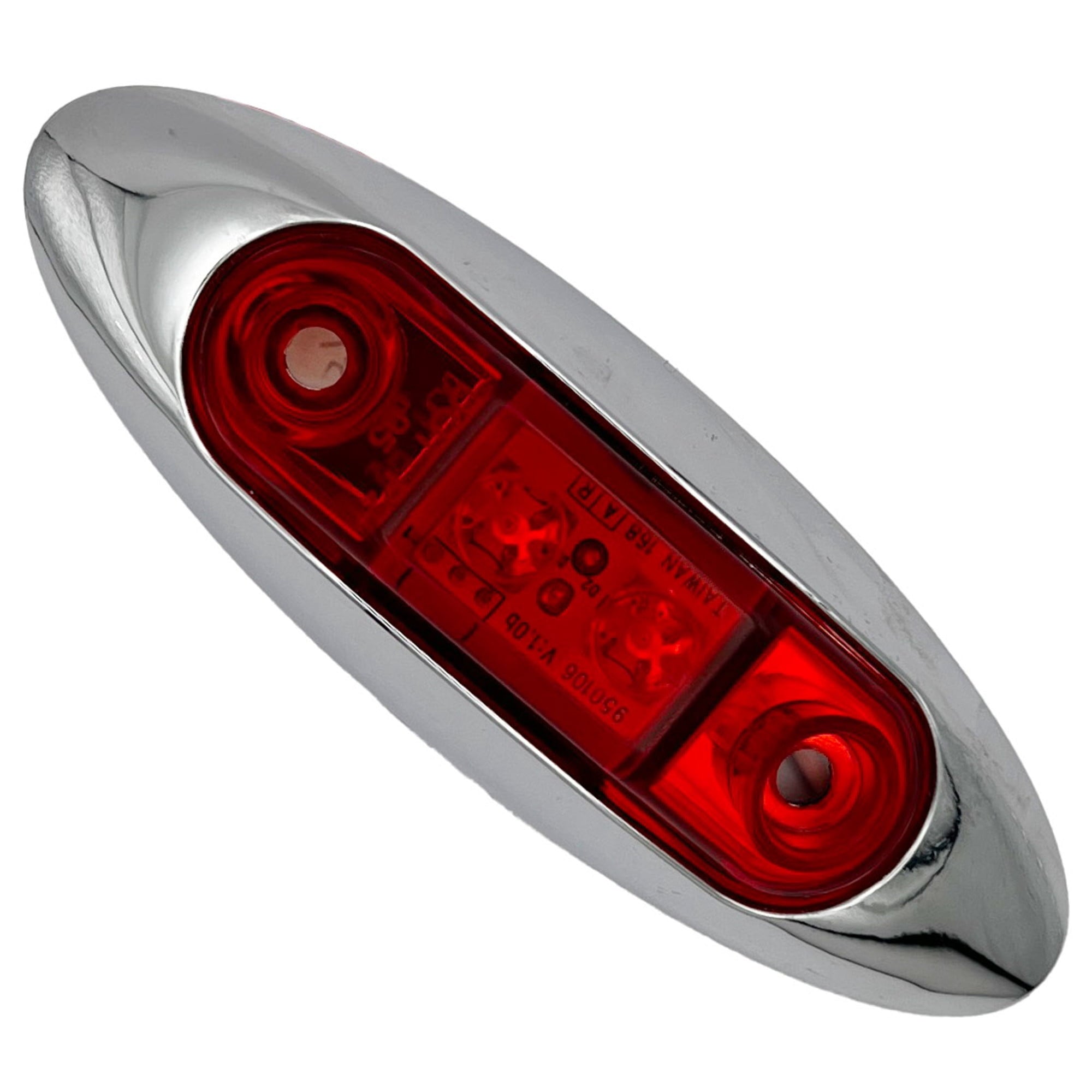 Red Oblong W/ Chrome Bezel LED Mark