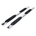 TrailFX Step Nerf Bar - With Step Pads 5 Inch Oval Straight Polished Stainless Steel With Welded End Caps Rocker Panel Mount