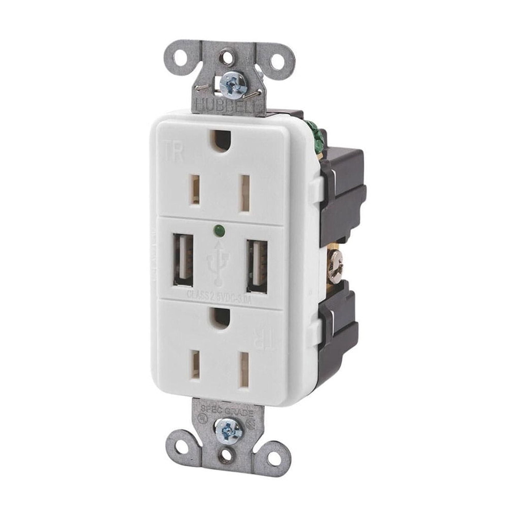 120V USB Chgr Dble Whi