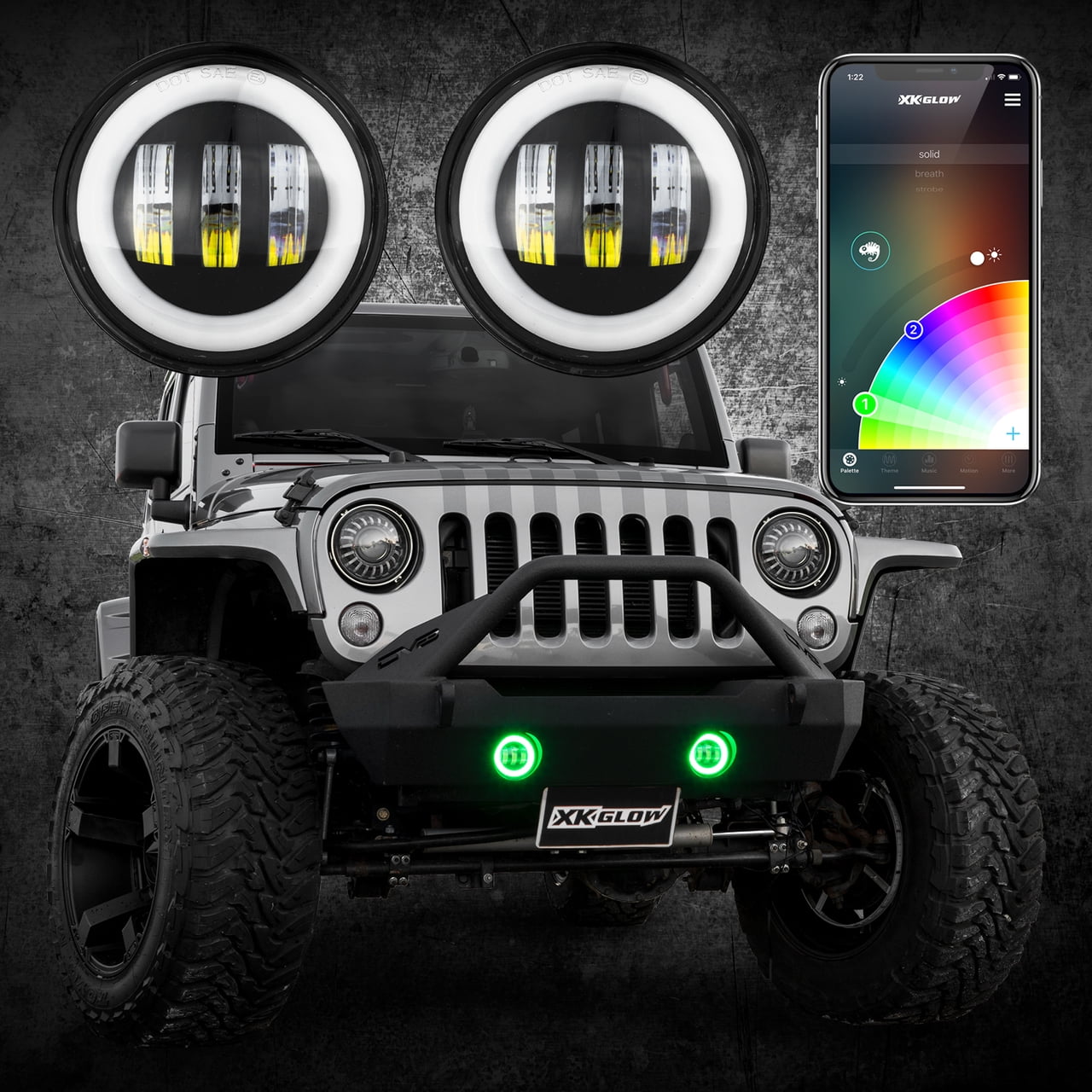 4IN Jl Black RGB LED Jeep Wrangler