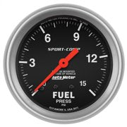 AUTO METER 3411 2-5/8IN FUEL PRESS, 0-15 PSI, NO TUBING, MECH
